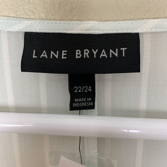 Lane Bryant Womens Top 22 24 Long Sleeve Wrap Tie Green Rayon Stripe NEW Shirt - Picture 2 of 16